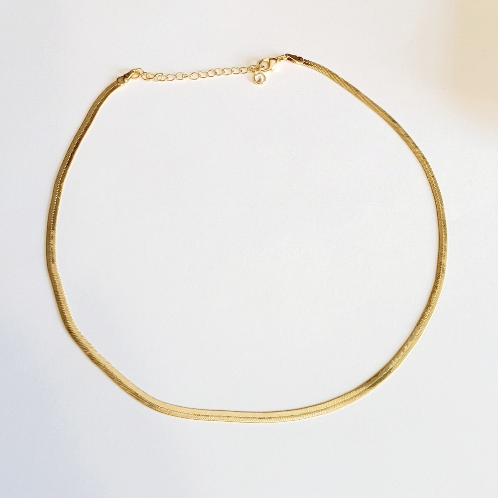 Gold Herringbone Choker Necklace